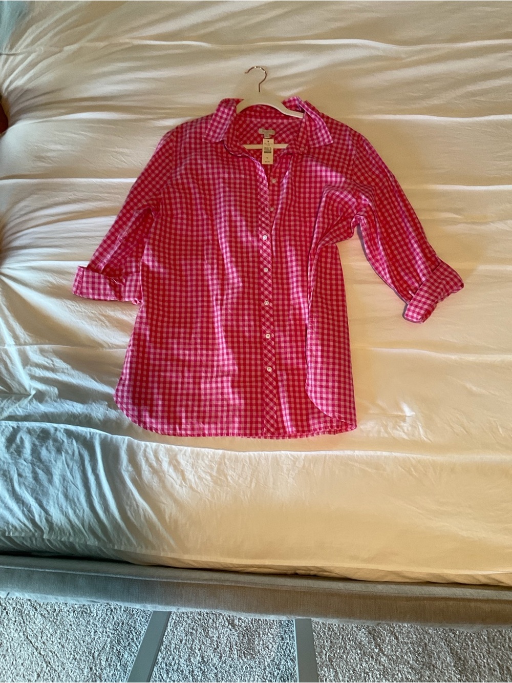 Talbots Pink Gingham Button-Down Shirt
